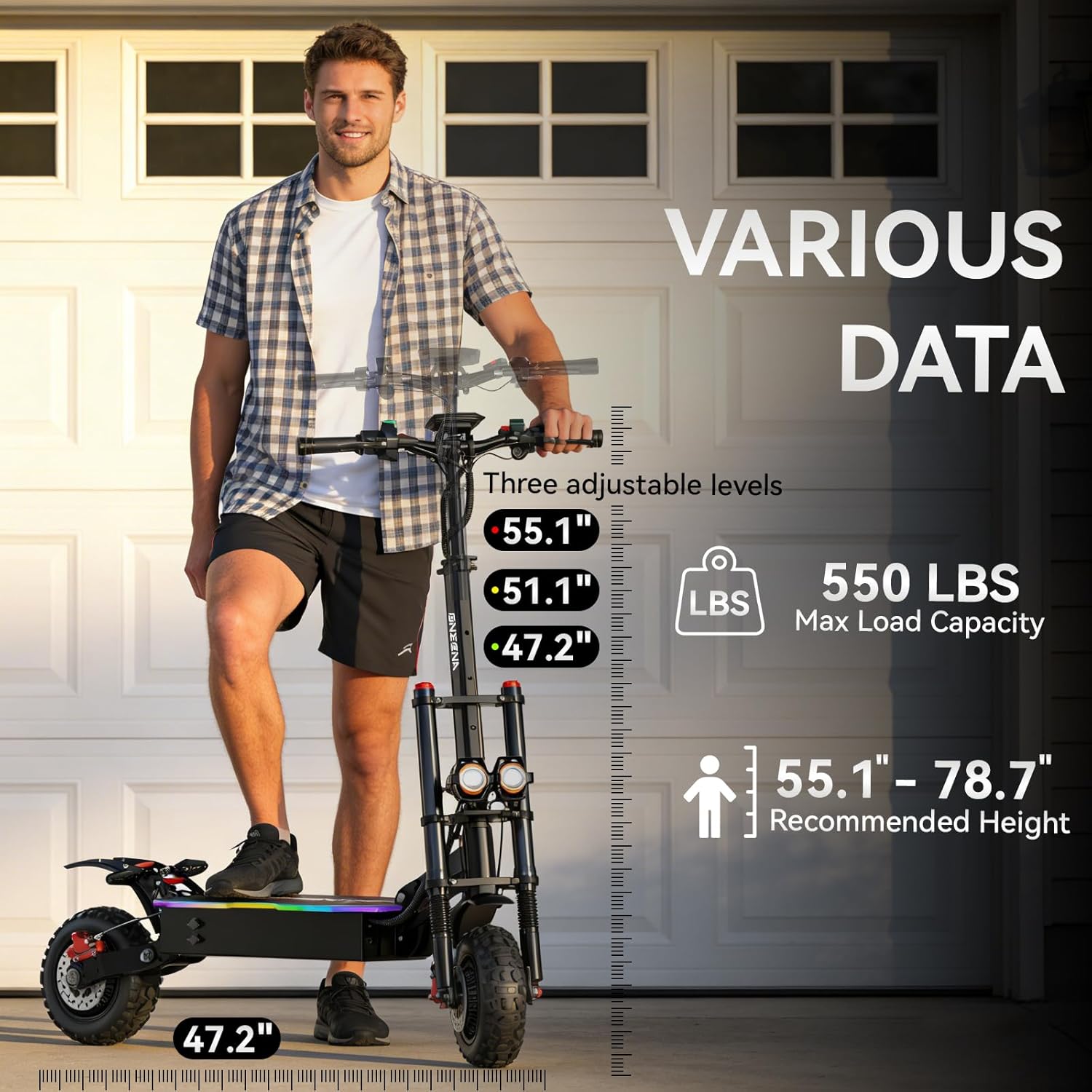 Electric Scooter Adults - 5600W Dual Motor Off-Road Scooter,60V 33Ah Battery 60Miles Long Range,50MPH Fast Electric Scooter with Seat,Dual Charging Ports for Commute/Outdoor Adventure