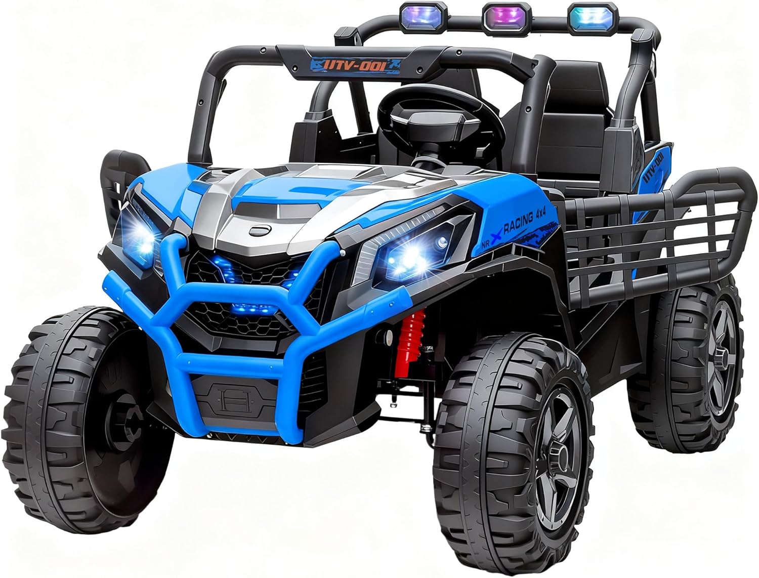 Qaba 24V 2 Seater Ride on Car, Electric Off-Road UTV Truck w/Parent Remote Control, Music, Lights, Ride on Toy for Kids Ages 3-8, Blue