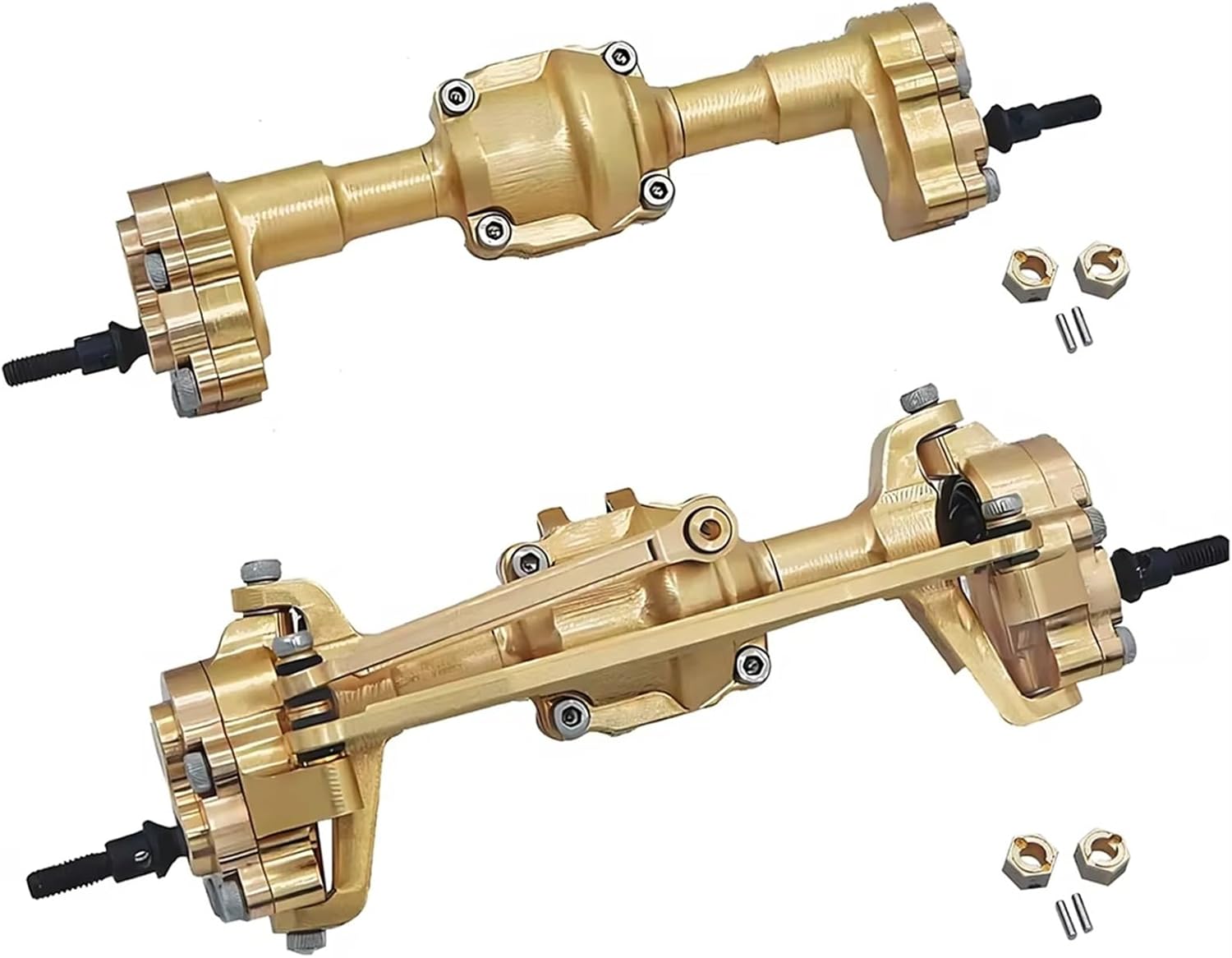 Compatible with FMS for FCX18 for FCX24 1/24 1/18 RC Car Upgrade Part Replacement Accessories Brass CNC Front Rear Axle RC Car Parts(1 Set)