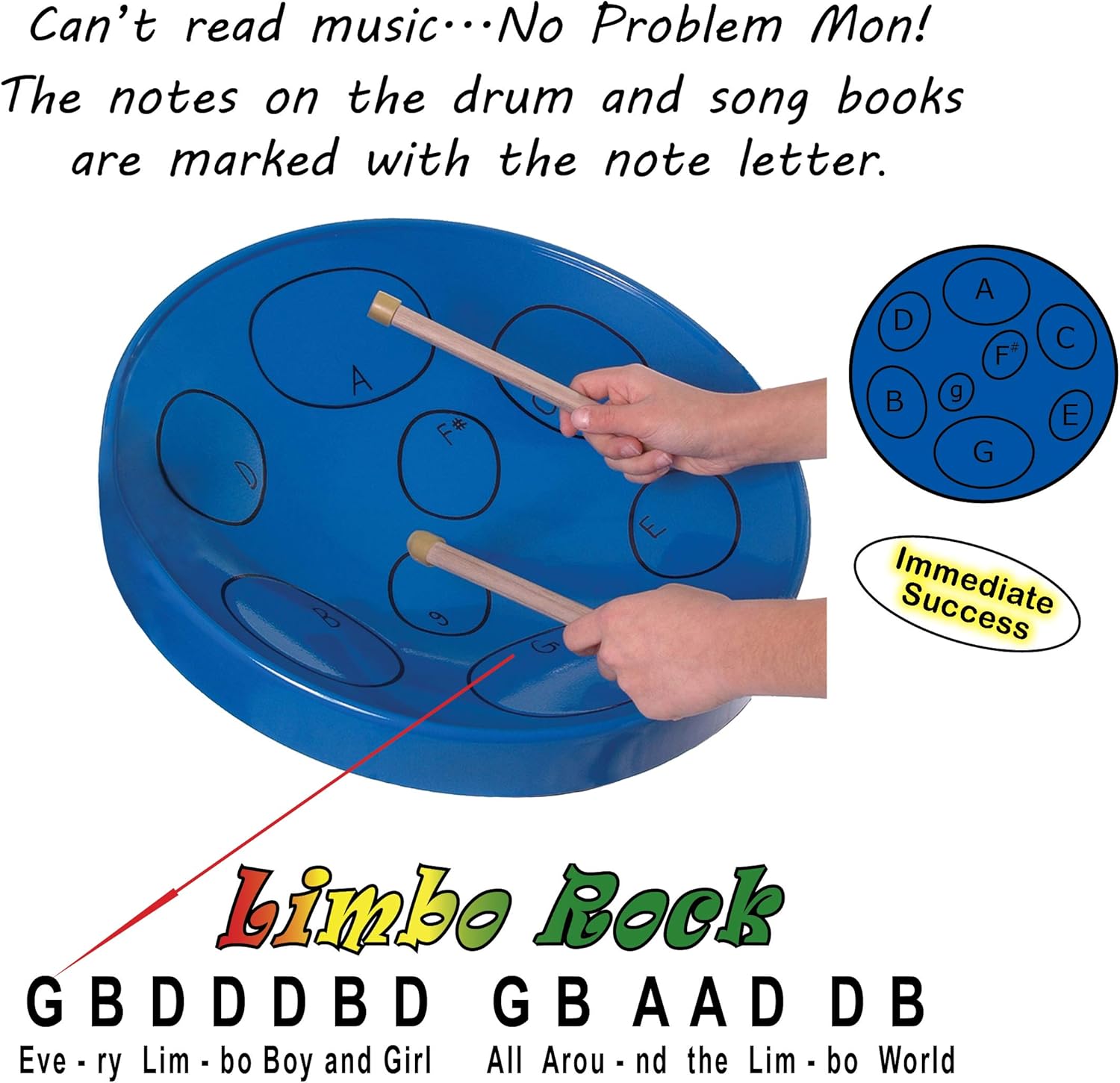 Jumbie Jam Authentic Steel Drum Blue Finish with Tube Floor Stand