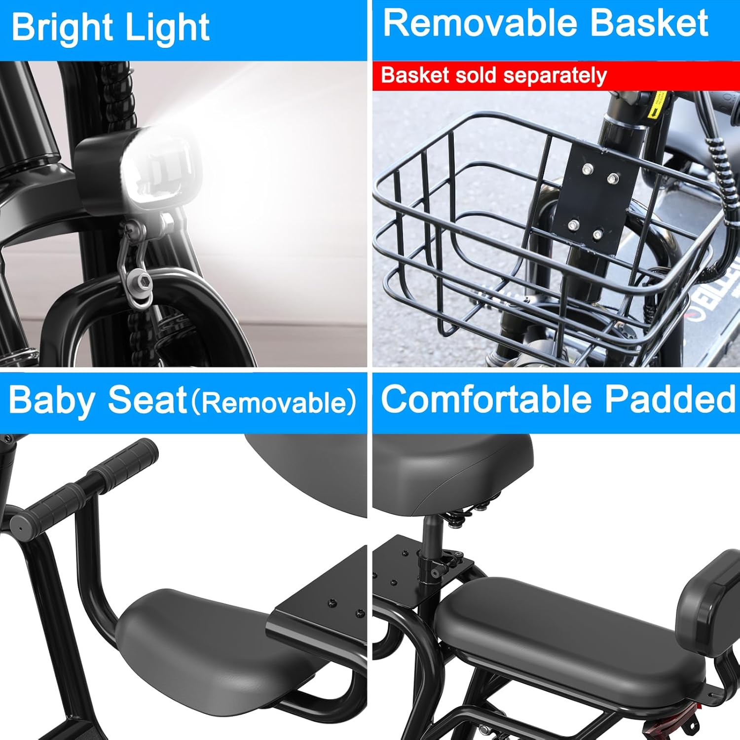 Electric Scooter with Seat for Adult, 36V/48V Electric Scooter for Adults 372W/500W/750W Motor, 6/20 Mile Range, 11.18/17.4/18.75mph, Dual Brakes, 8