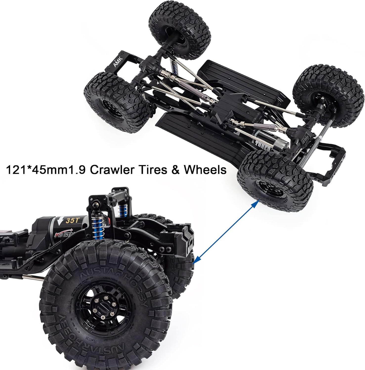 313mm Wheelbase RC Crawler Chassis Frame Builders Kit with 2-Speed Transmission 35T 550 Motor for TRX4 D90 DIY Upgrade (Chassis Have Axle Have Wheels)