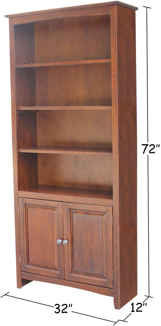 International Concepts Shaker Bookcase-72 H Bookcase, Espresso