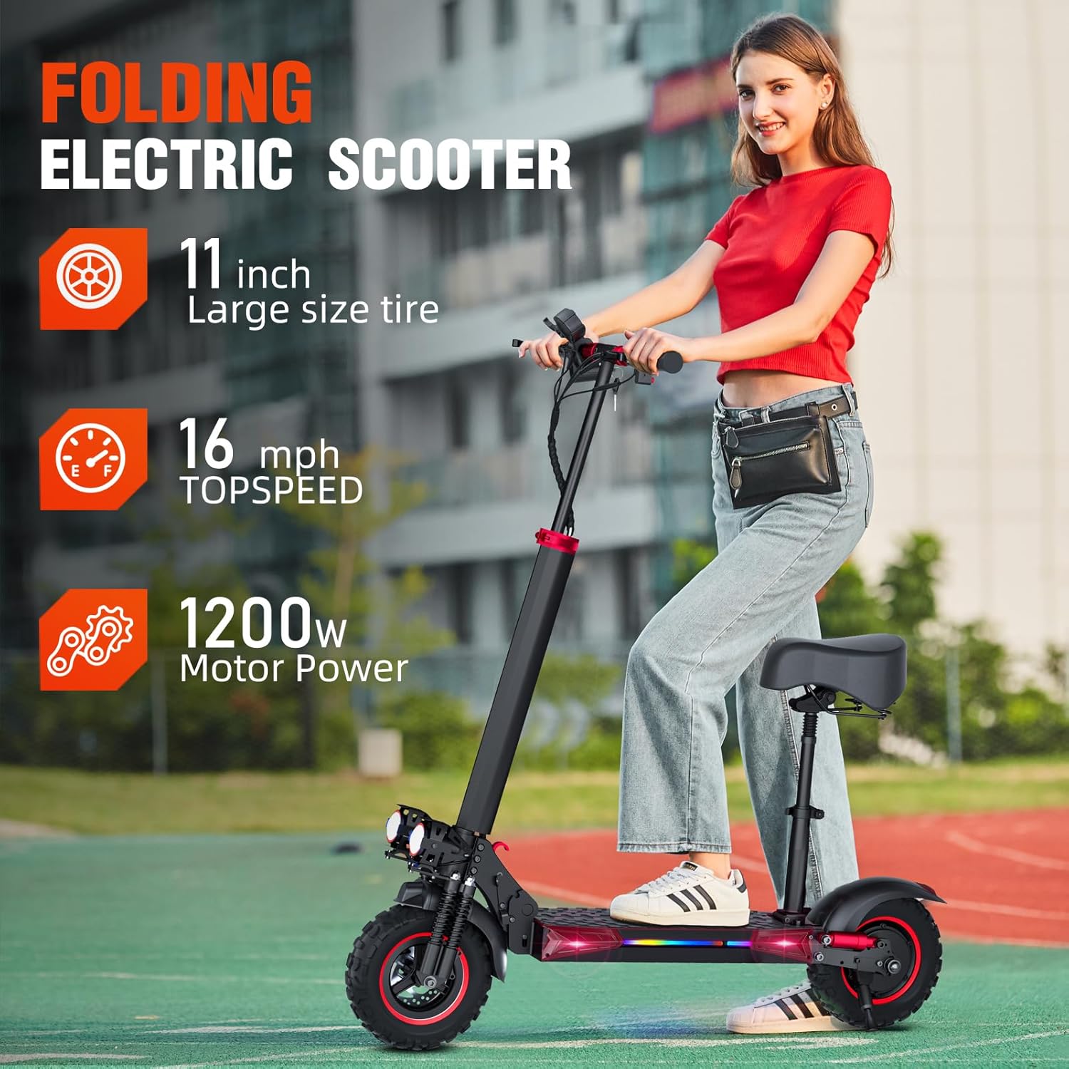 Electric Scooter Adults, 37 Miles Long Range, 34 Mph Max Speed, 11