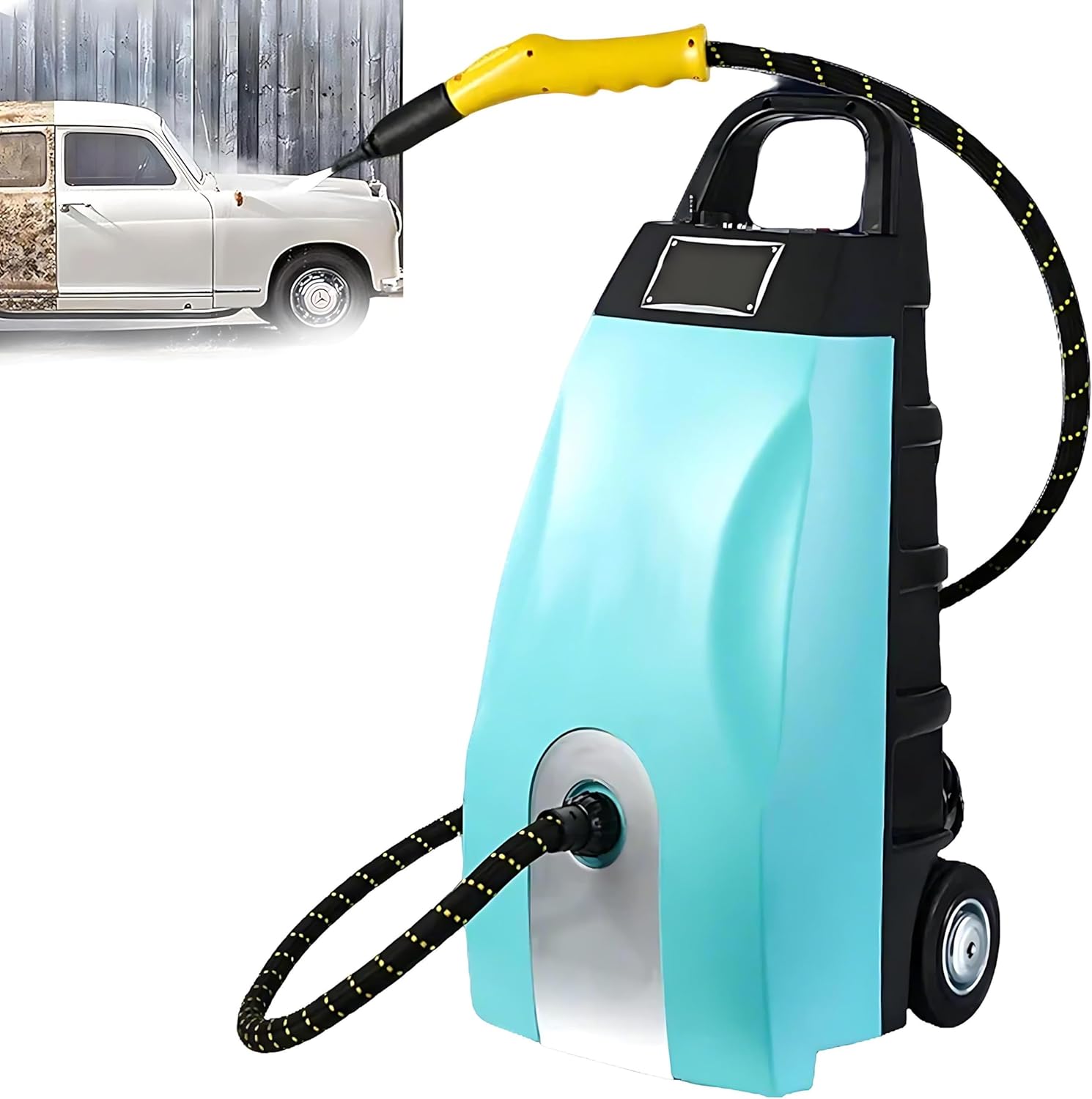 QIUNAOZI Multipurpose Steam Cleaner, Home Steam Cleaner, 30 - Sec Heat - Up, 5 Bar Maximum Pressure, Steam Output 120ml/Min, Suitable for Cleaning Car/Floors/Kitchen Furniture Blue