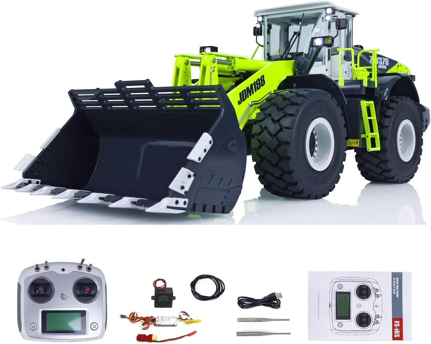 1/14 ZW370 RC Hydraulic System Loader JDM-198 Radio Control Construction Truck 2-Speed Transmission Charger Battery Motor Servo ESC Hobby Grade Model