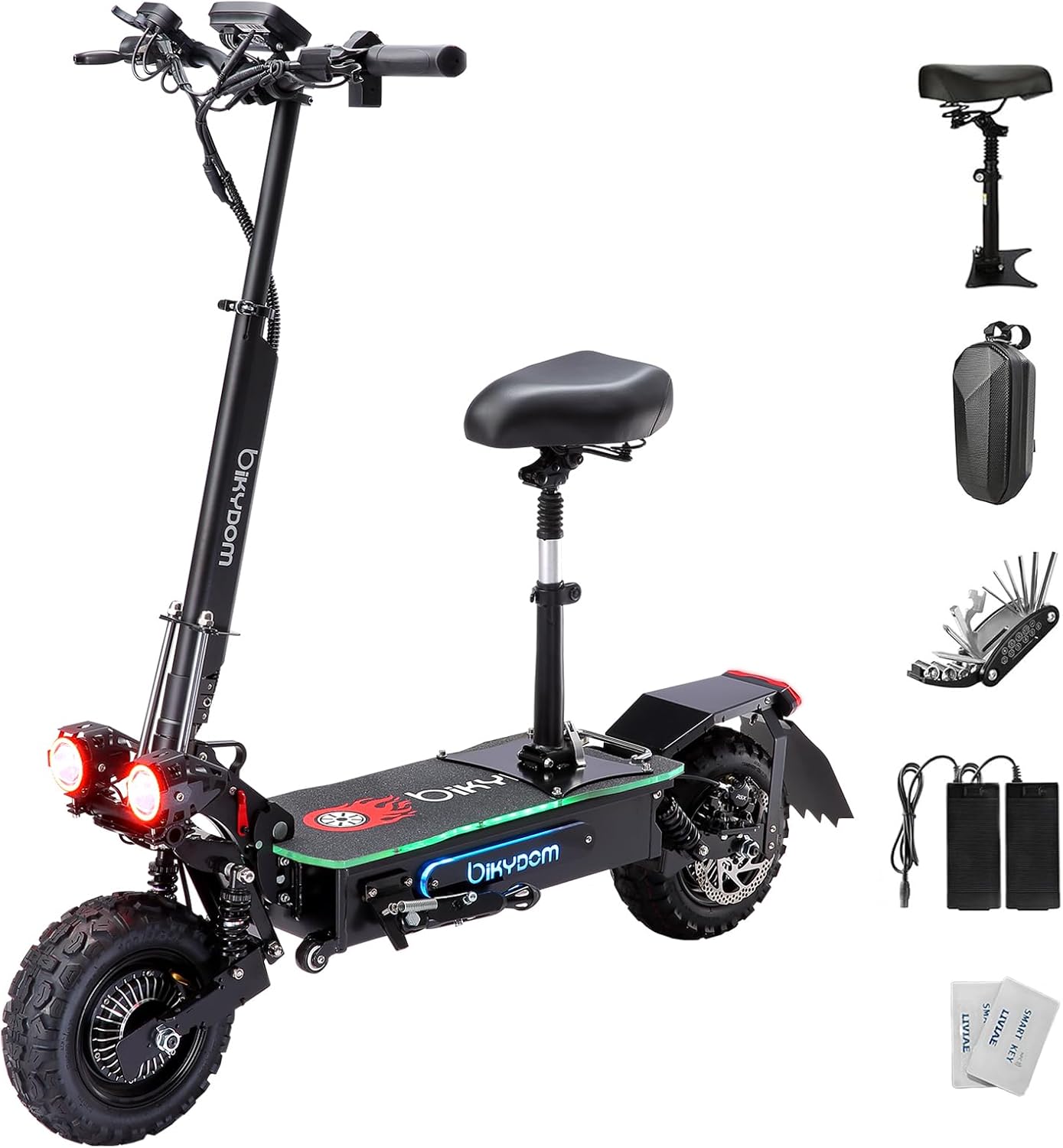 Fast Electric Scooter Adults, 1200W/5600W Off Road E Scooter, 35/50 Miles Long Range, 35/50 MPH Top Speed, 10/11