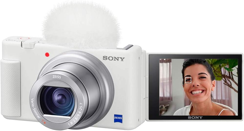 Sony ZV-1 Compact Digital Vlogging 4K Camera for Content Creators & Vloggers DCZV1/W Double Battery Bundle with Deco Gear Case + 64GB Card + External Charger and Accessories