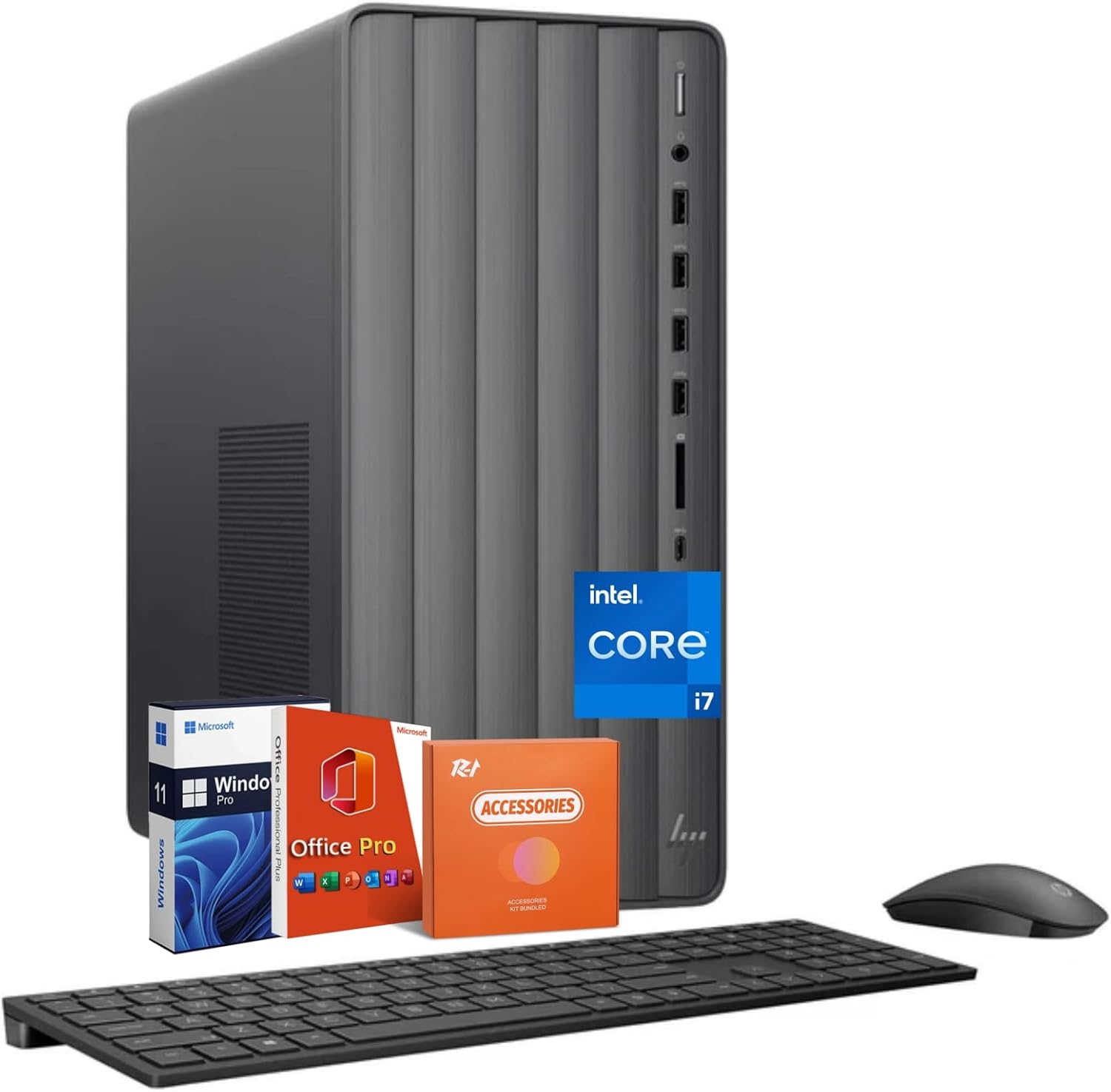 HP Envy 2025 Desktop Computer, Intel i7-14700, Microsoft Office Pro Lifetime, 64 GB RAM, 1 TB SSD, Intel UHD Graphics 770, Windows 11 Pro, Accessories, TE01-5002