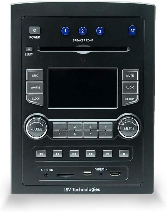 iRV Technology iRV66 AM/FM/CD/DVD/MP3/MP4/USB/SD/HDMI/Digital5.1/Surround Sound/Bluetooth 3 Zones wall mount RV Radio Stereo with wire adaptor Concertone ZX500/600/690/700