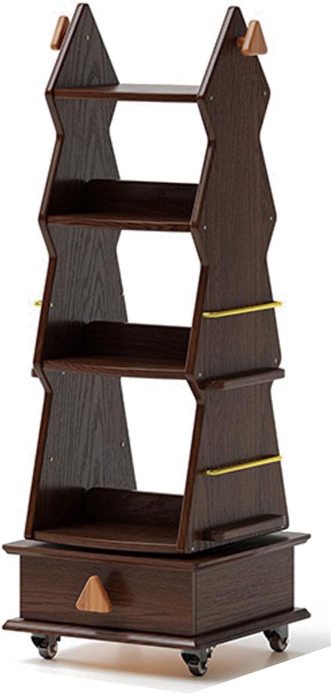 KXKJRYB 5 Tier Bookshelf One-Piece Rotatable Bookcases Entryway Table Display Cabinet for Living Room Office Bedroom Dorm-C