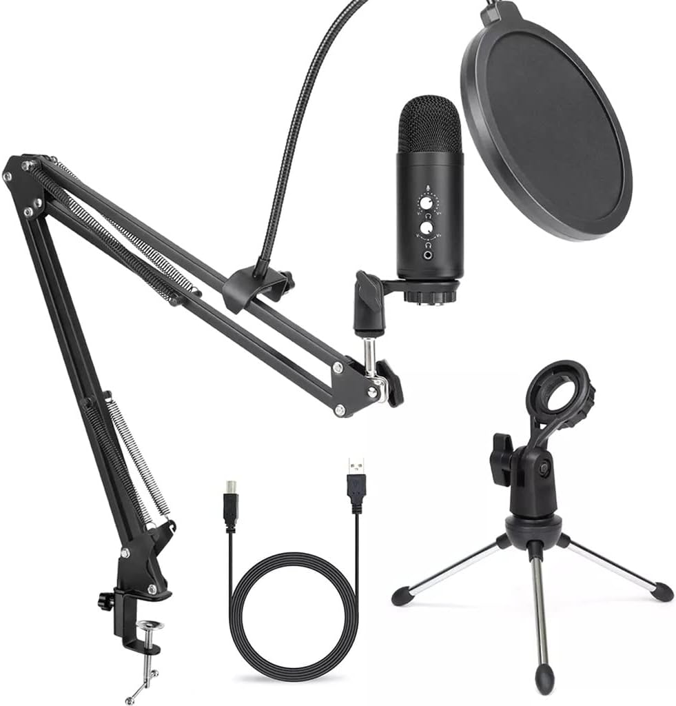 Professional Streaming Studio Condenser Microphone Game USB Microphone, Computer Singing Microphone with Stand (Color : D, Size (D