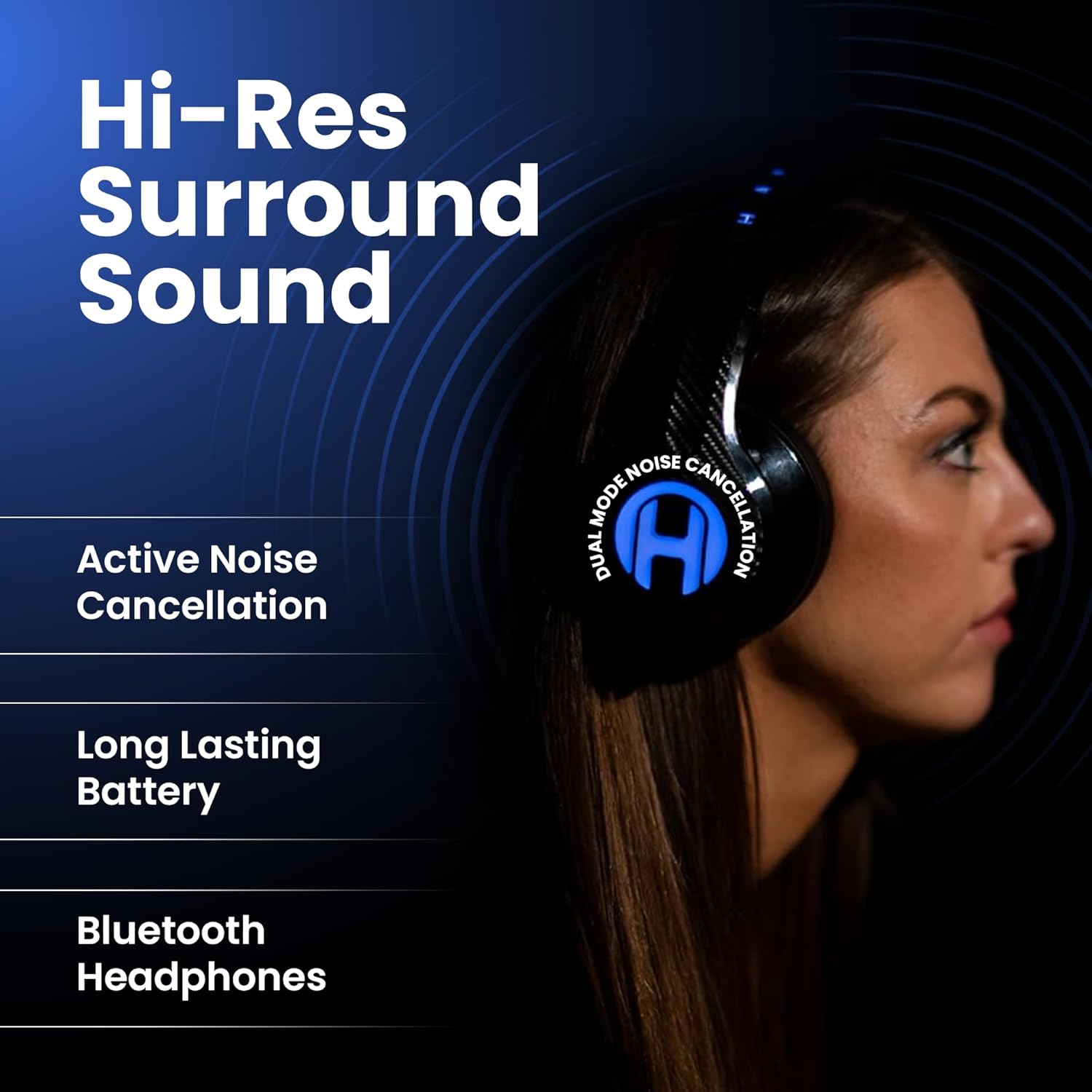 HAYMAKER Noise Cancelling Bluetooth Gaming Headphones - Dirac 3D Surround with 30+ Hr Battery, Touch Controls and RGB - Gaming Headsets for PS5, Xbox, PC, Switch & Mobile