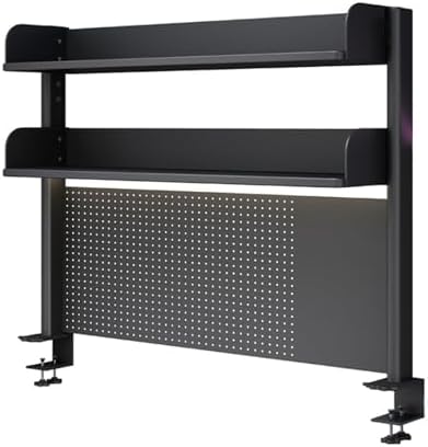 Clamp-On Desk Organizer Shelf, Desk Extender & Pegboard Workstation, Computer Desk Accessories for Office & Gaming, Privacy Panel, 23.6/31.5/39.3in Desktop Storage (White)