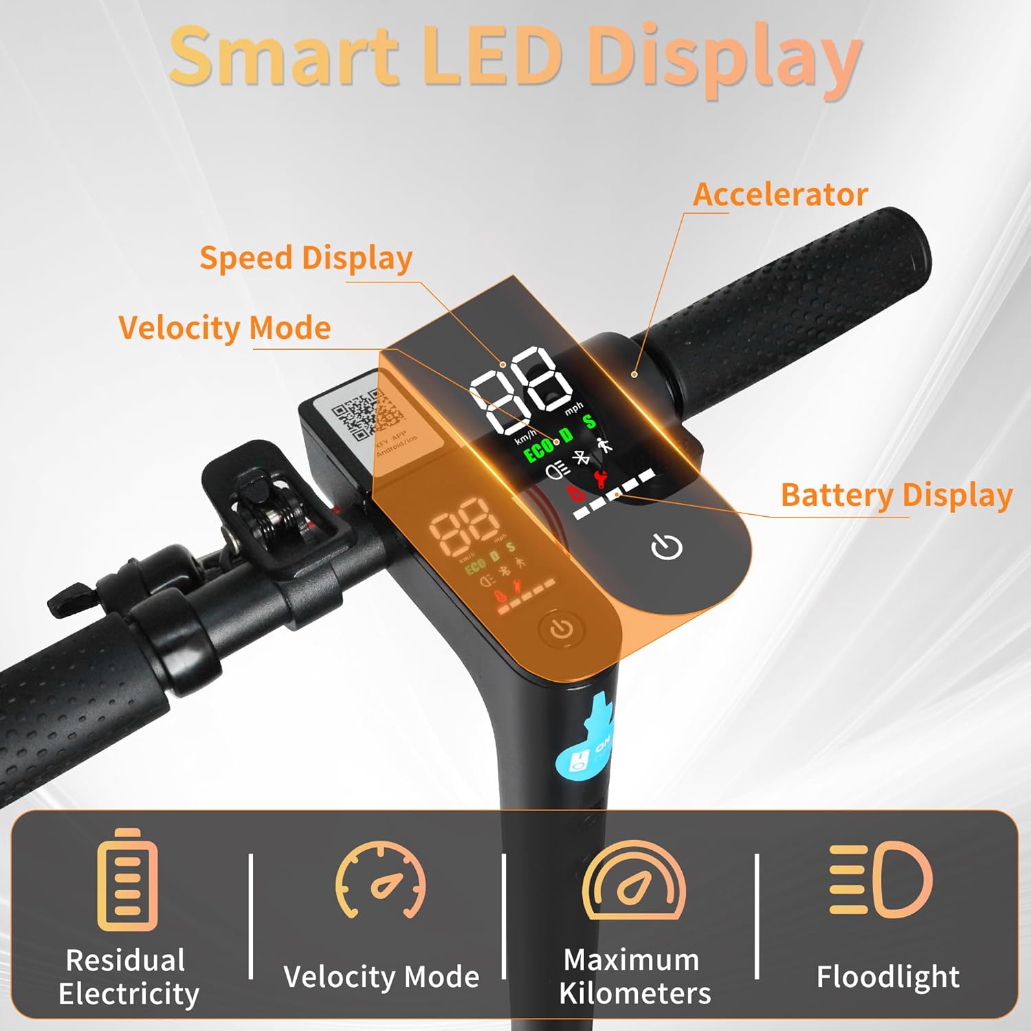 Electric Scooter Adults 16/22 Miles Long Range 21 mph Top Speed Max 500W Motor Brake Pad Lock with Dual Braking and Dual Suspension, App