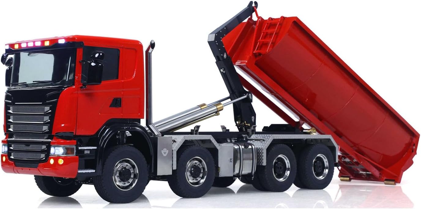 TOUCAN RC HOBBY Metal 1/14 Hydraulic RC Roll On Off Dump Truck 8x8 3Speed Radio Controlled Full Tipper Differential Lock Axles No Charger for Adult