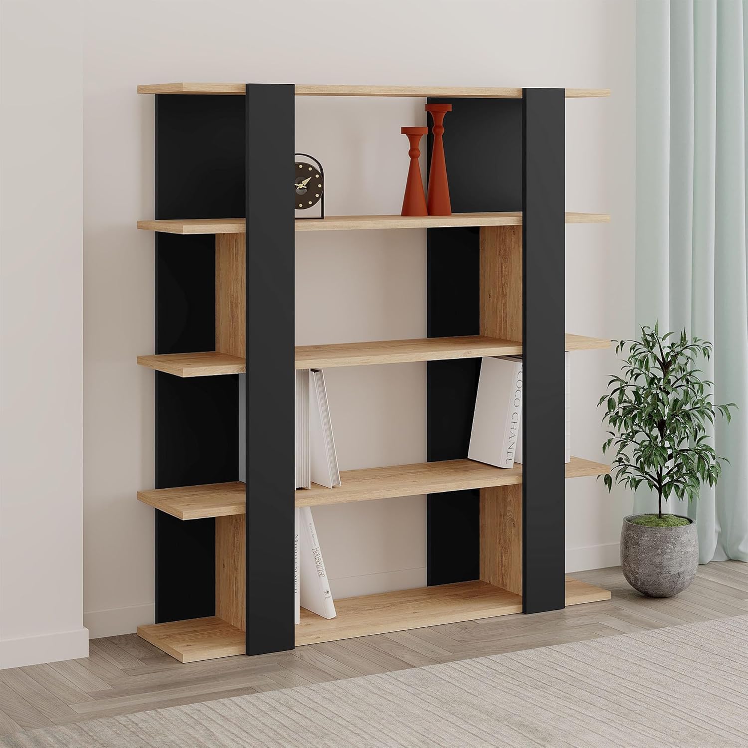 Niche 5 Shelf Modern Wooden Bookcase 48