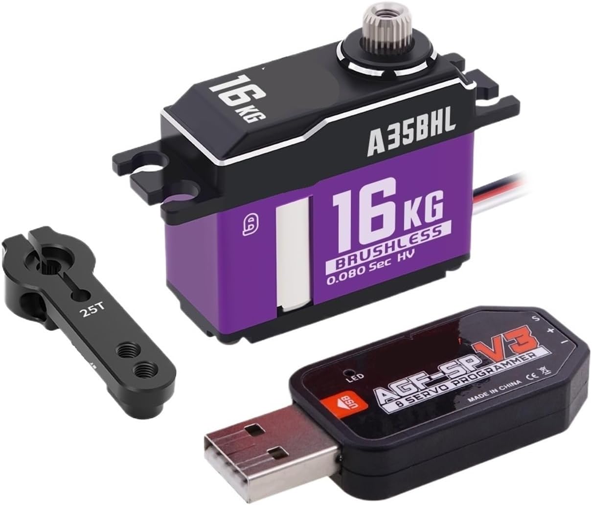 A35BHL Steel Gear 16KG Super Torque HV Programmable Brushless Motor Digital Servo Suitable for 1/12(A35BHL 16kg)