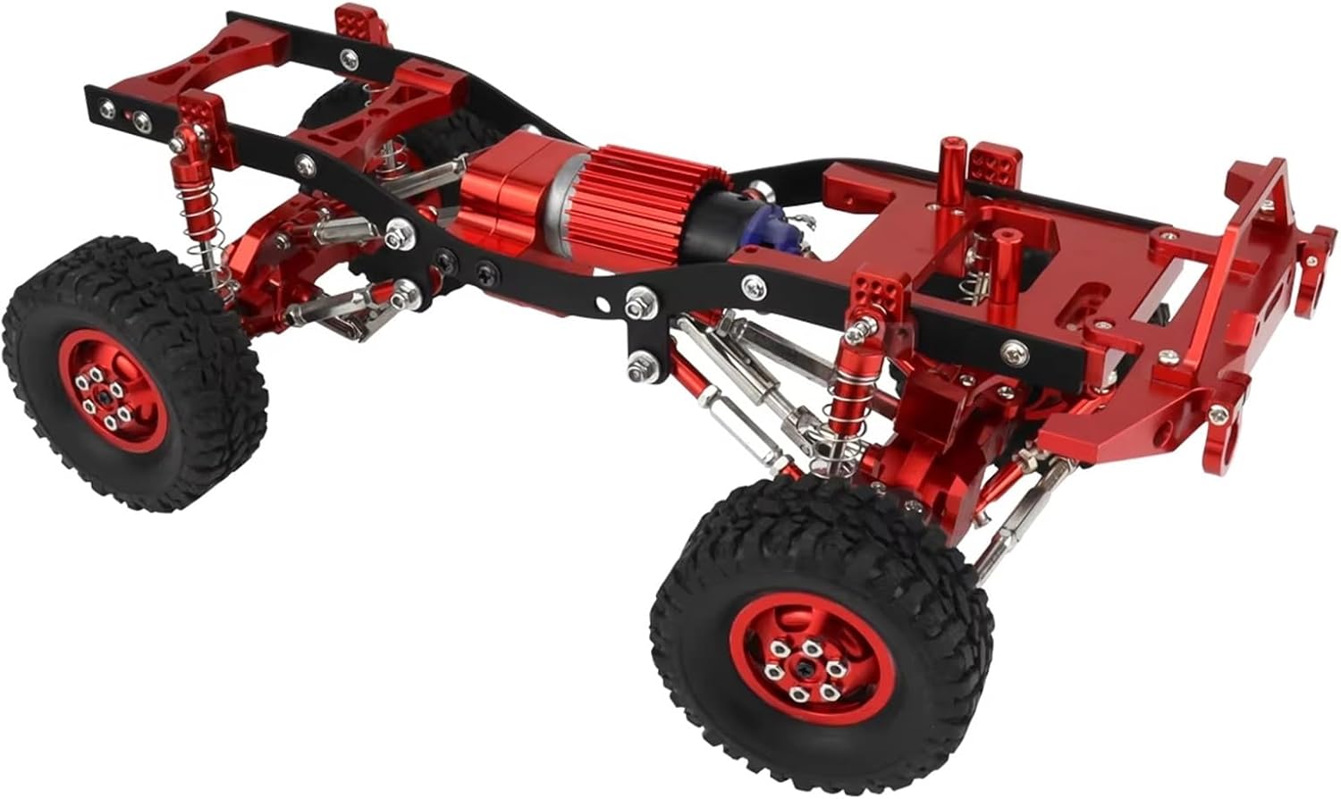 RC Car Parts Compatible with WPL C14 C24 1/16 RC Car Metal Assembled Frame for Chassis Axle Gearbox Pull Rod Set Parts Accessories Whole Upgrade(Red)