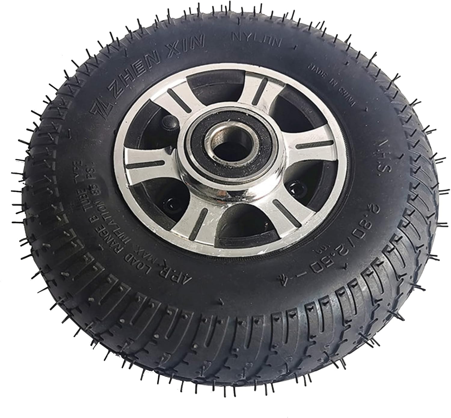 2 Pcs Solid Rubber Tire, 2.80/2.50-4 Front Solid Wheel Non-Pneumatic Tire Power Wheels Tires Replacement with Hub Replacement for Electric Scooter