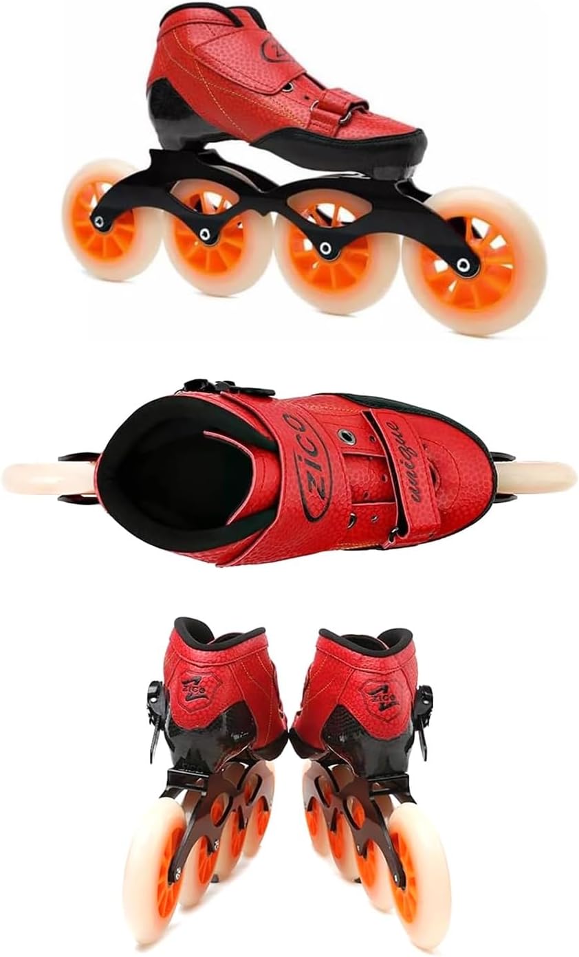 Speed Skates Inline Professional for Adults, 4 X 90-110 Mm Wheels Single Row Adjustable Lightweight Racing Skates for Leisure Sports Enthusiasts Fitness Skating Roller Skates Unisex