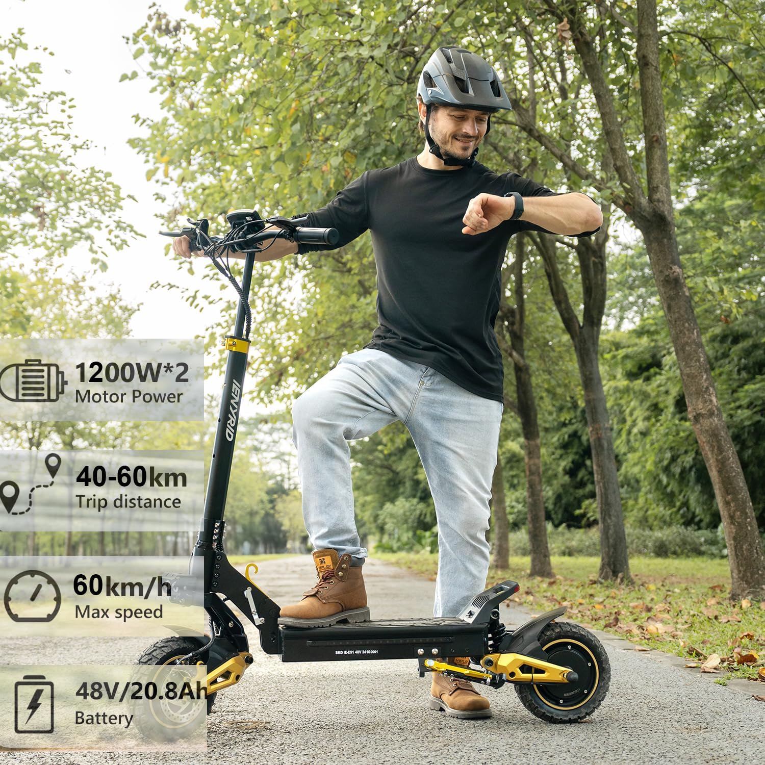 2400W Electric Scooter 20.8Ah Dual Brakes 55KM/H, Septuple Shock Absorbers, 10