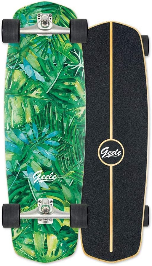 Surfskate Carver Skateboard CX4 Carving Bridge 76×24cm Maple Complete Skateboard ABEC-11 Bearings Non-Slip Surface for Carving Pumpping Various Actions for Kids Teens Adults (A)