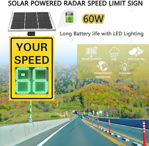 Solar Powered LED Radar Speed Limit Sign, Remote Control Traffic Feedback Display, Digital Speed Detector Board, 24