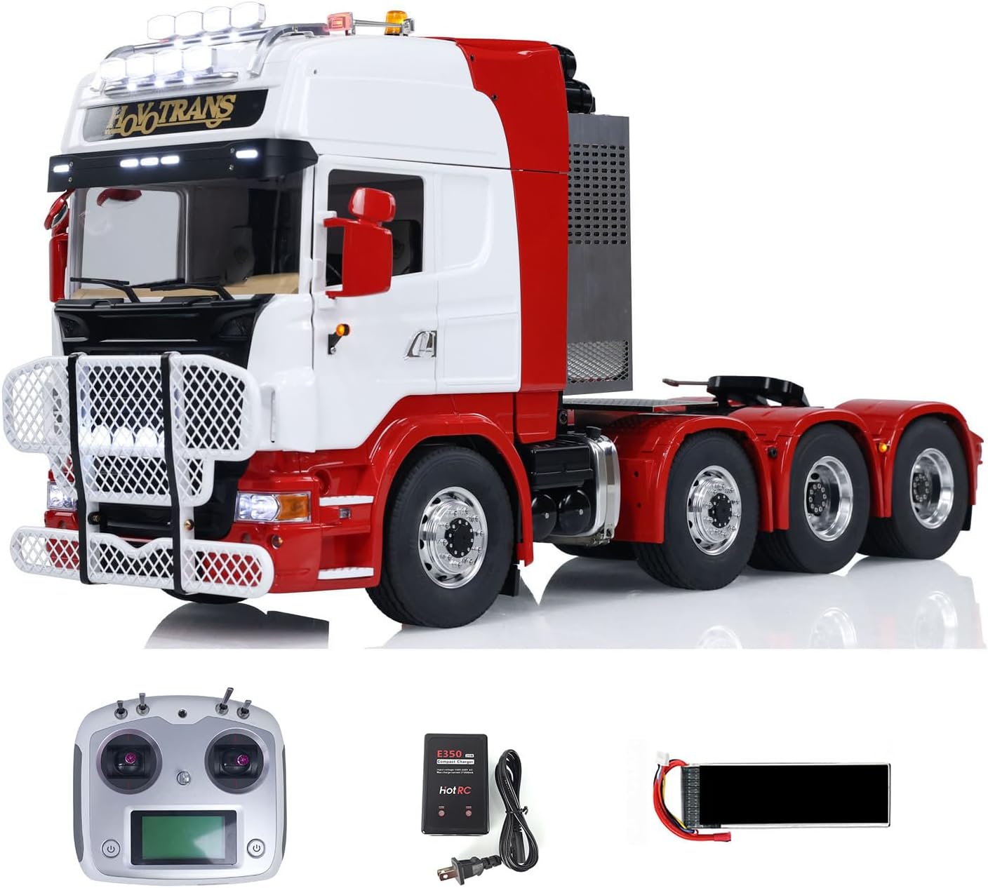 LESU 1/14 8X8 RC Tractor Truck Metal RTR Remote Control Car 2-Speed Transmission Motor Servo ESC Light Sound System