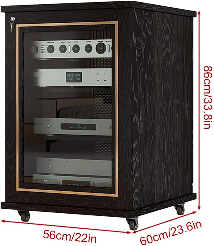 Wooden Stereo Cabinet with Wheels