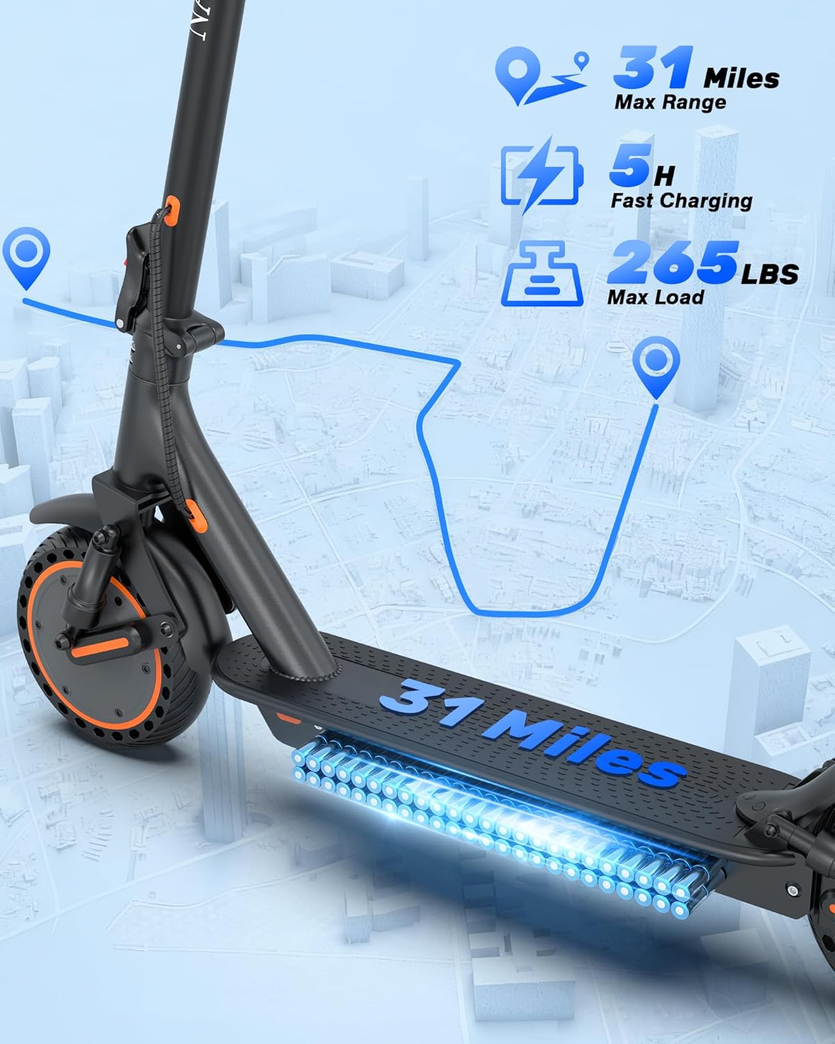 NAVIC Electric Scooter for Adults，Top Speed 19/22 MPH，Range 19/22/28 Miles，8.5”/10