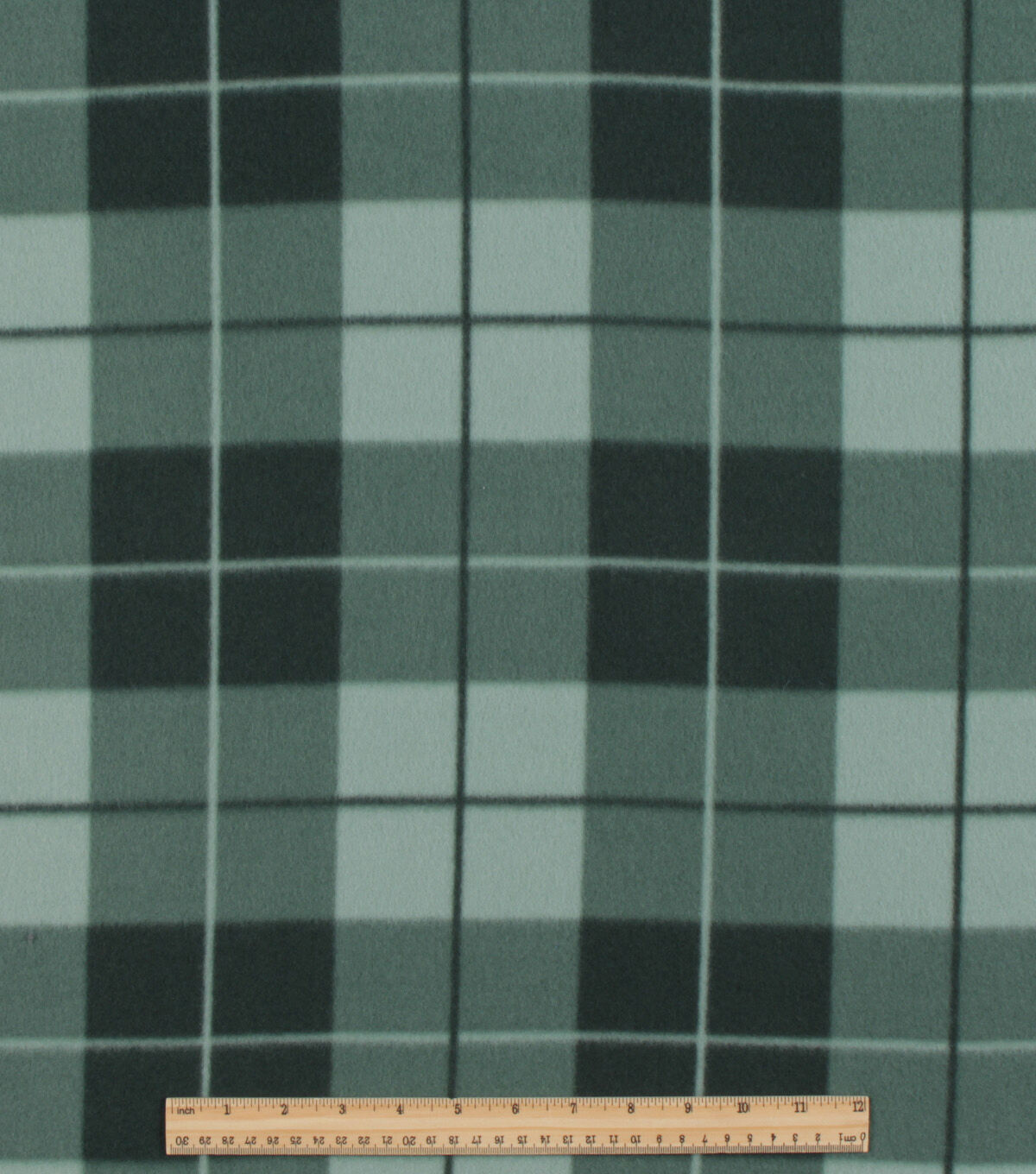 Green Box Plaid Blizzard Prints Fleece Fabric