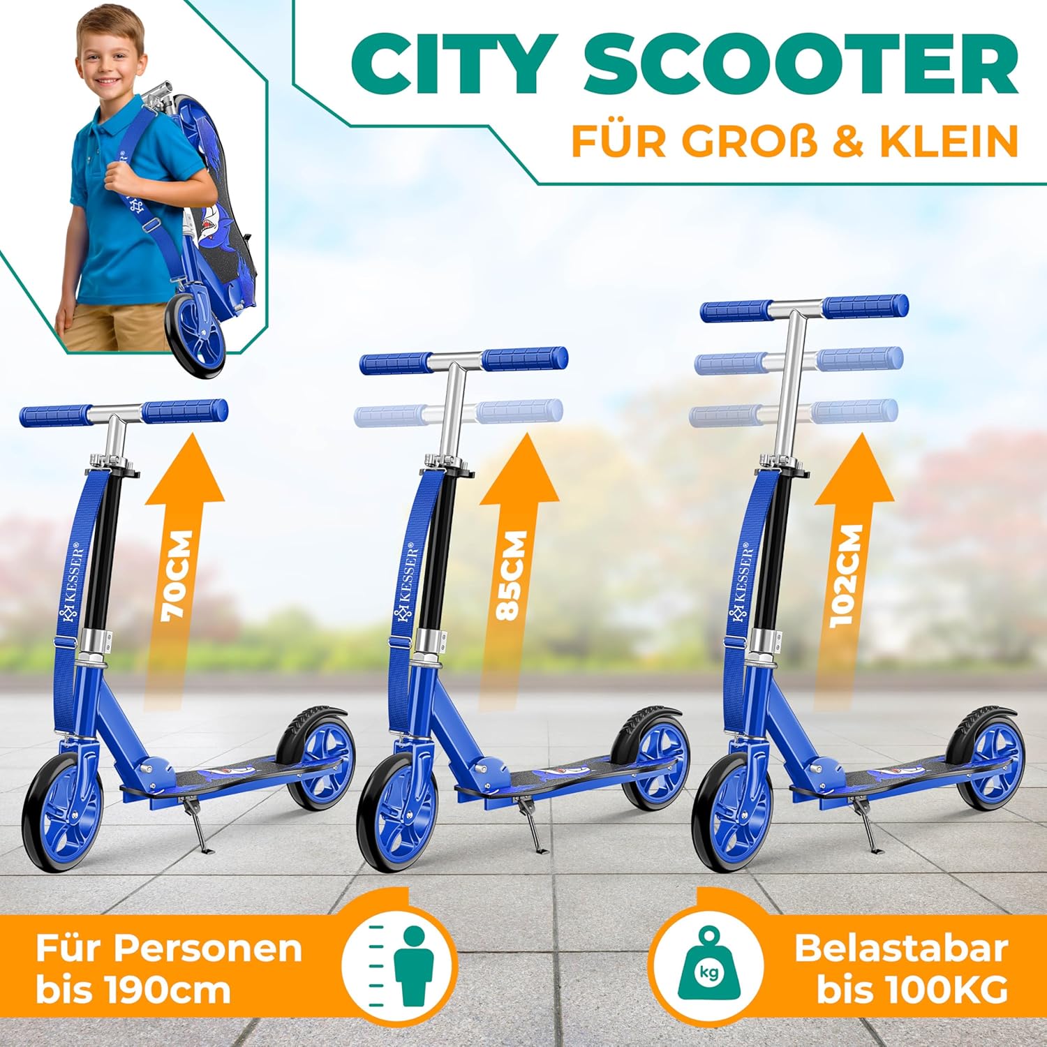 KESSER® Scooter Scooter Kids Scooter City Scooter Motorized Scooter Push Scooter Push Scooter Scooter Folding Stunt Scooter