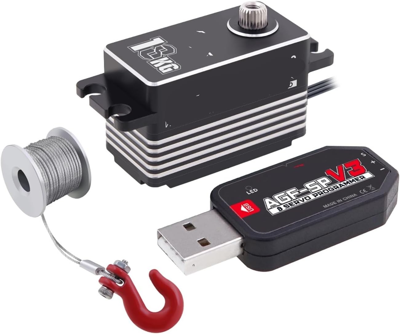 SA18 18KG High Torque Waterproof Programmable Low Profile Smart Remote Control Servo Suitable for 1/12 1/10 Model Winch Servo(Winch Mode Set 4)