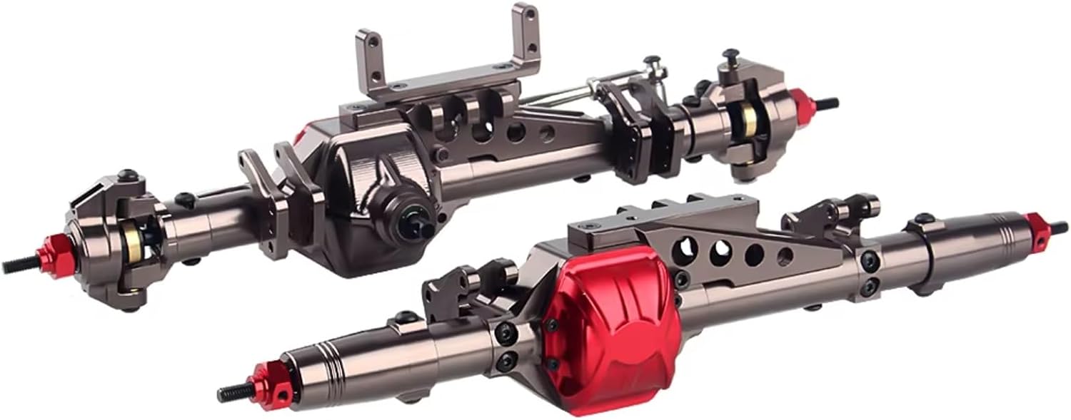for Axial for Wraith 90018 90020 90045 RR10 90048 90053 1:10 RC for Rock Crawler Complete Metal RC Car Front Rear Axle RC Car Parts(Metallic,Both)