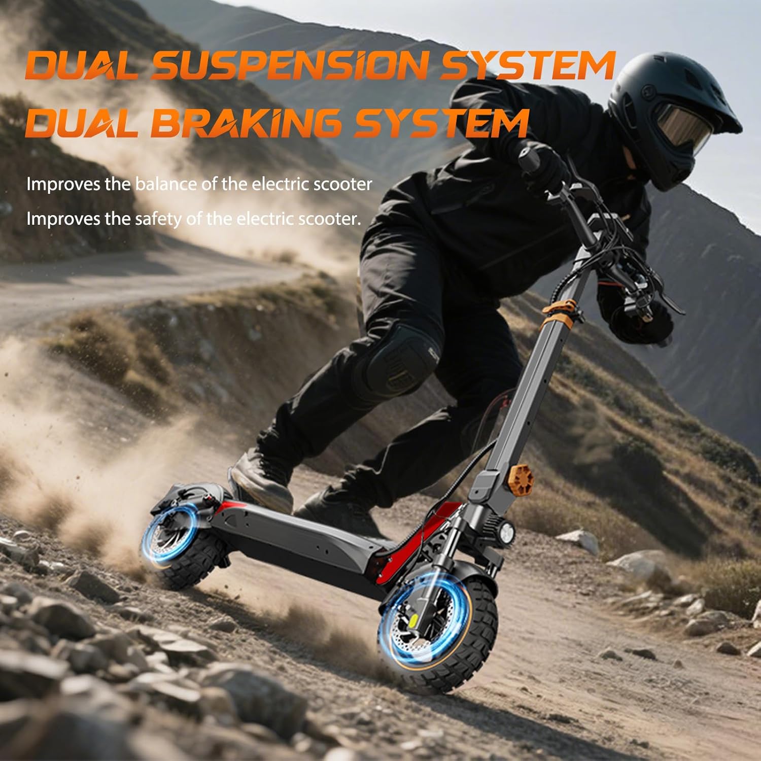 YING LU RT6 1000W Adult Commuter Scooter with Seat, 32 MPH Max Speed, 48V 18.2Ah Power System, 35+ Mile Travel Capacity, Foldable Design, 10