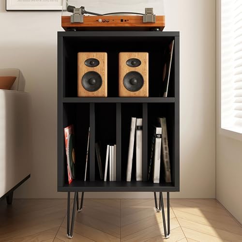 Modern Stereo Audio Rack Stand - Stylish Media Storage Cabinet with Glass Shelf for Living Room & Bedroom - Perfect for Home Theater & Entertainment Systems