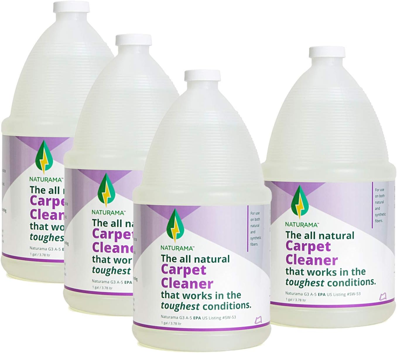 Naturama, All Natural Carpet Cleaner, Eco-Friendly EPA Registered. Made in the U.S. - Carpet Shampoo - Stain Remover - Cleaning Solution (1gal 4 Pack)