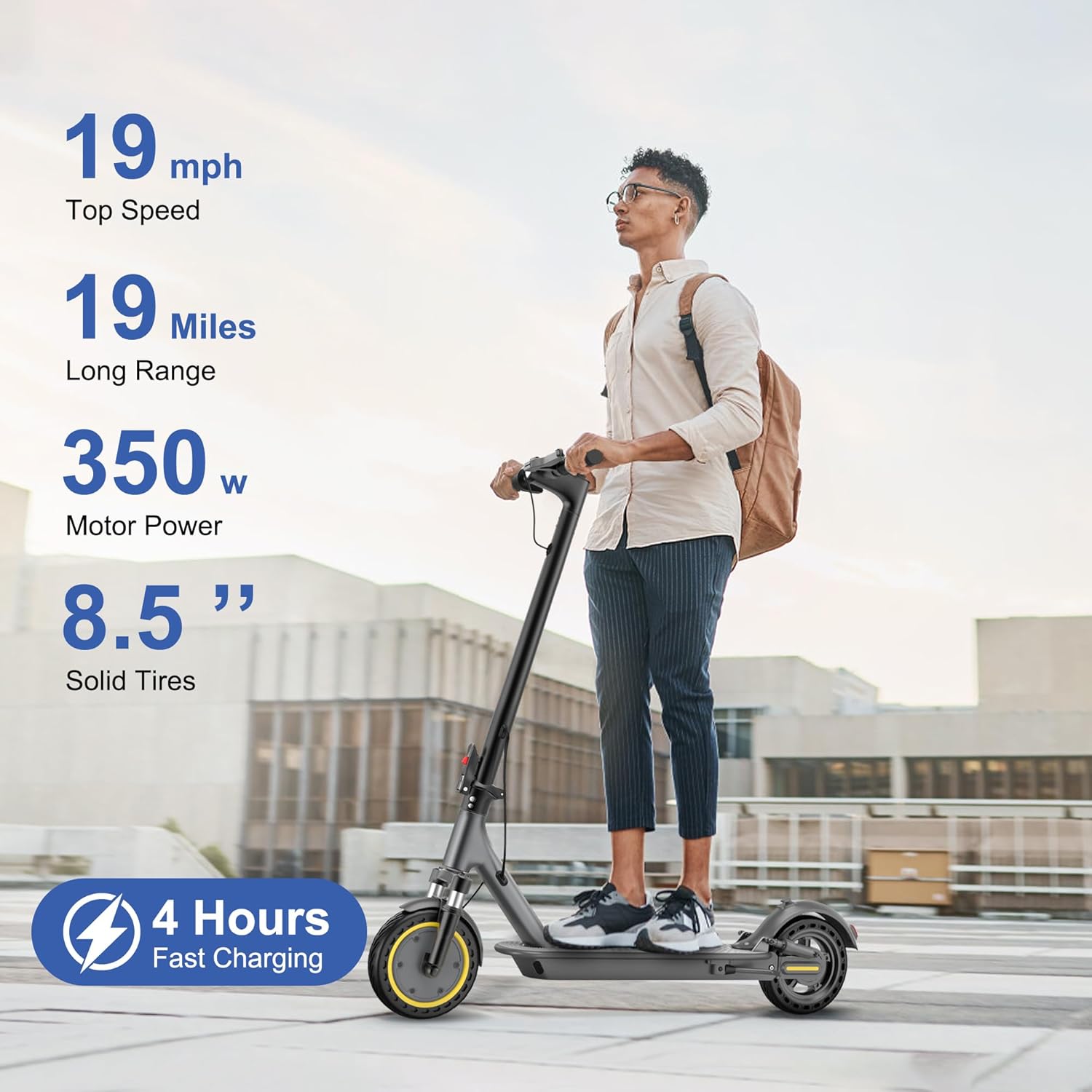 NAVIC Electric Scooter Adults,Max 19/27/49 Miles Ranges,Top Speed 19/22 mph,350/500W Peak Motor, Folding E-Scooter with Dual Braking Dual Suspension