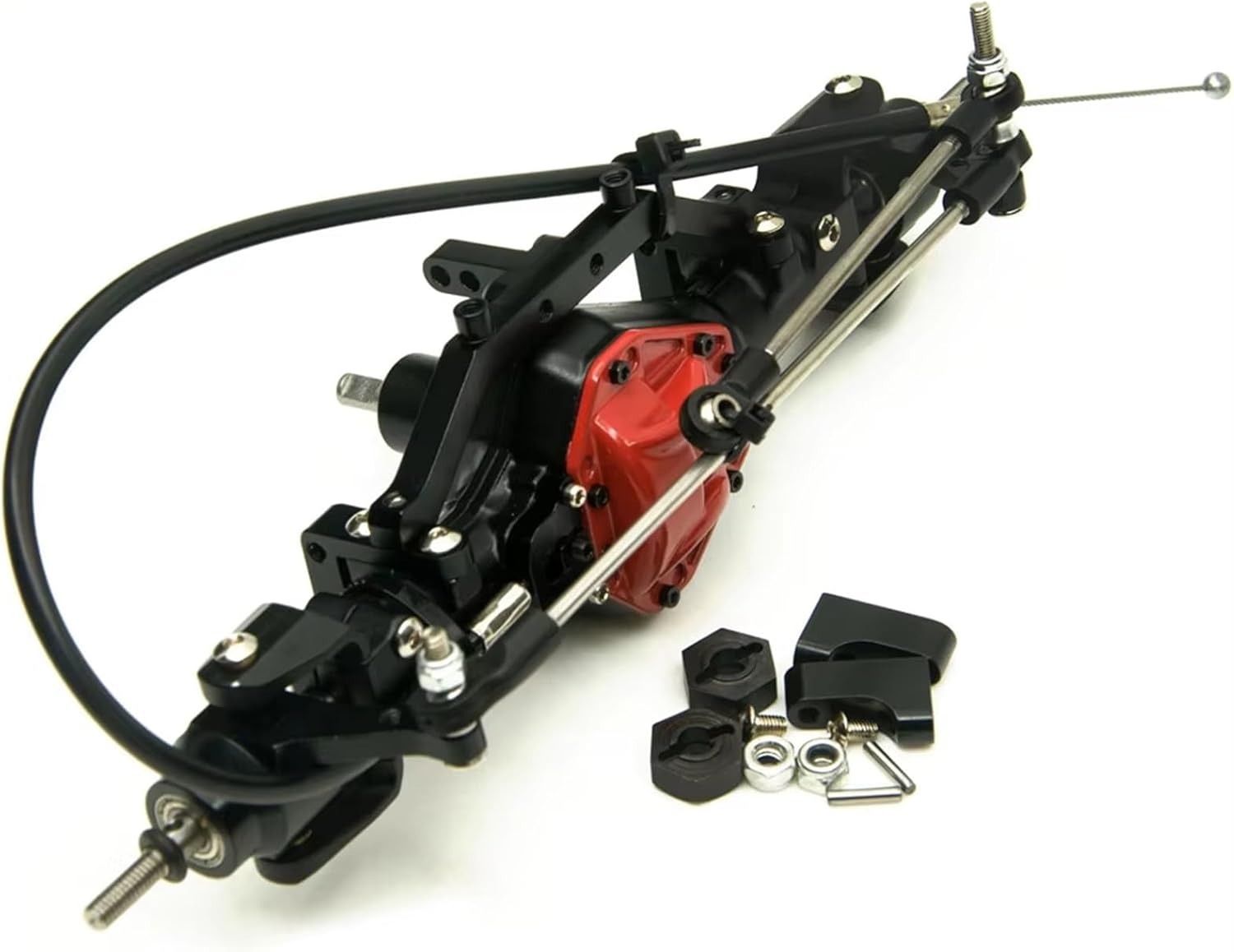 RC Car Accessories Compatible with Axial for SCX10 1/10 RC Crawler Car Upgrade Parts Metal Front Rear Axle with 4WD Lock Heavy Duty Steering Linkage Kit(Front Axle)