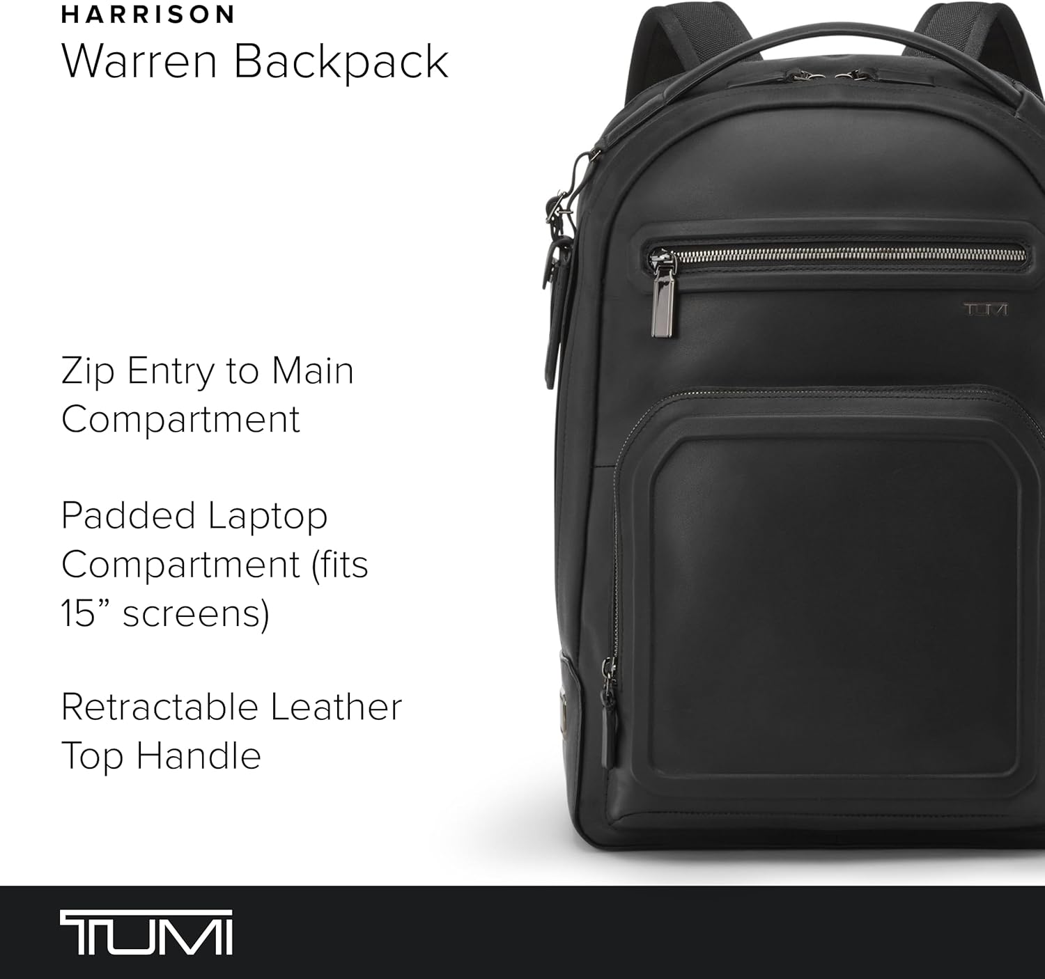 TUMI - Harrison Warren Backpack - 15-Inch Laptop Backpack - Stylish Women's & Men's Backpack for Travel & Business - Black Bombe