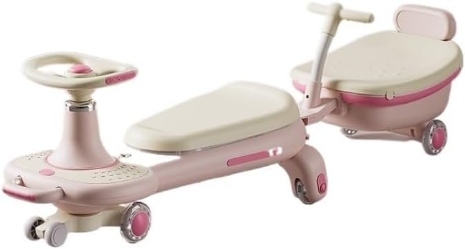 Ride-On Car with Music Lights Silent Wheels Trailer Indoor Outdoor Use Safe Educational Gift(Pink,Upgraded Version)