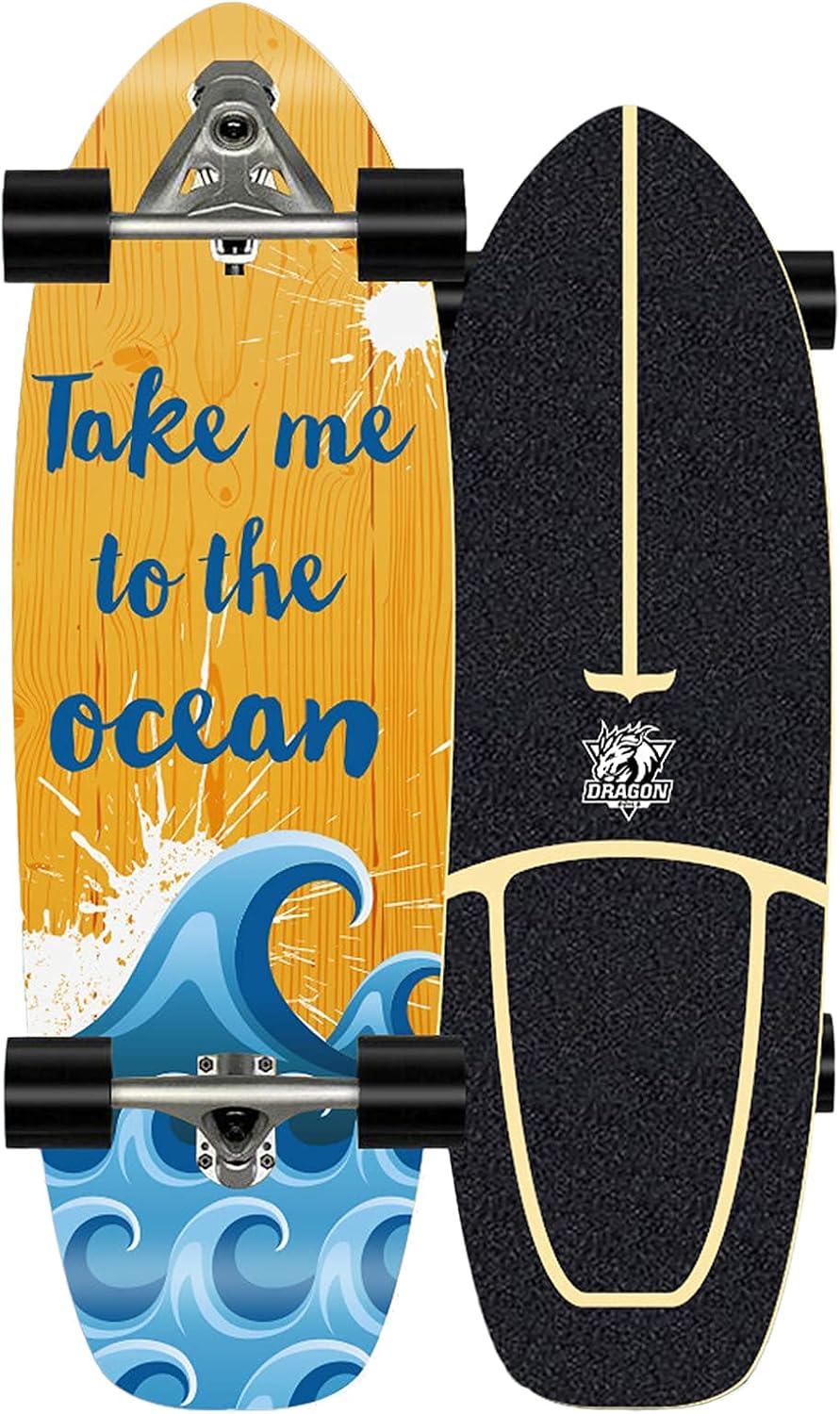 Surf Skates Carving Skateboard Pumpping C7 Truck(More Flexible Spring Structure) ABEC-11 Bearings 75×23.5cm Maple Complete Skateboard for Kids Teens Adults (More Suitable Skilled pro) (C)