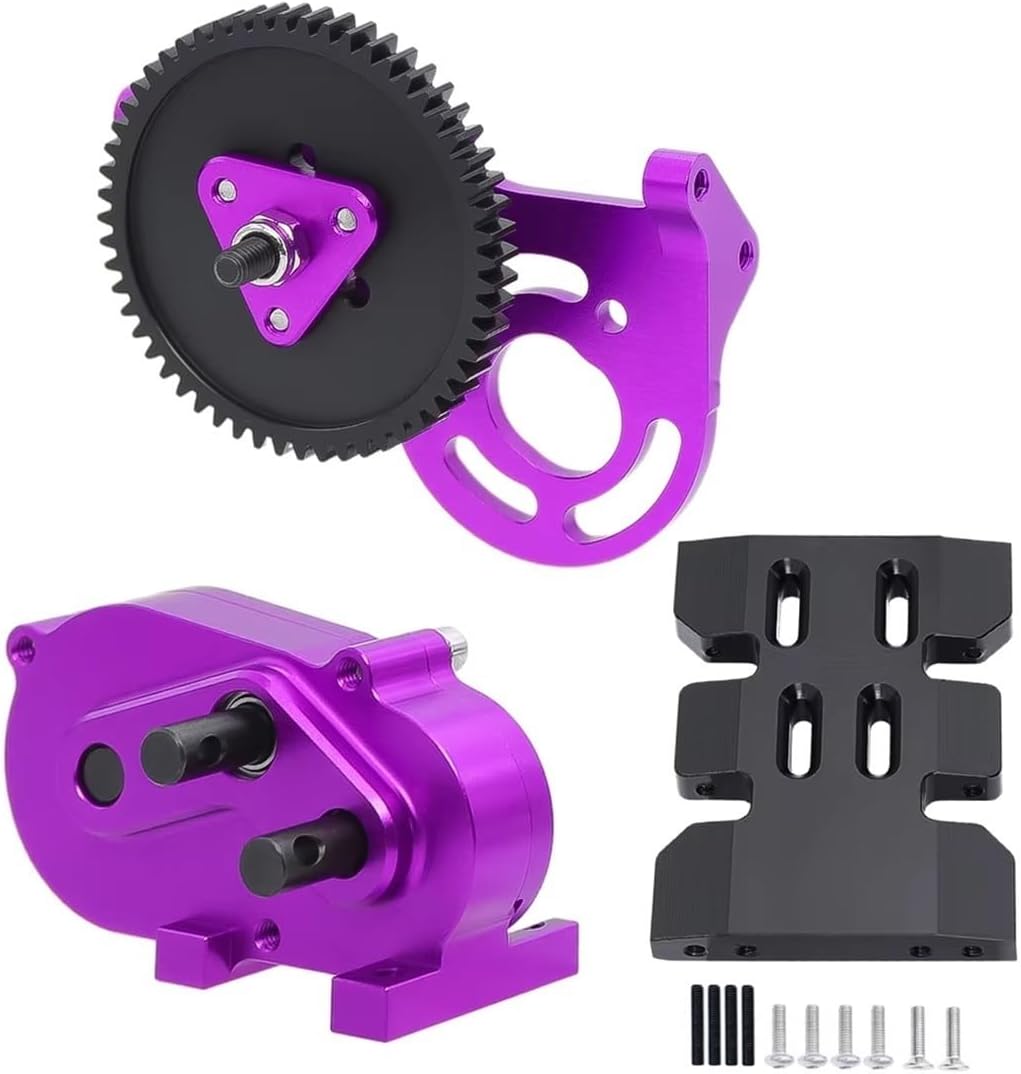 RC Car Parts Compatible with SCX10 I II 90046 for Capra for TRX4 for LCG Prefixal Gearbox Front Motor Transmission with Drive Shaft for 1/10 RC Crawler(Purple)