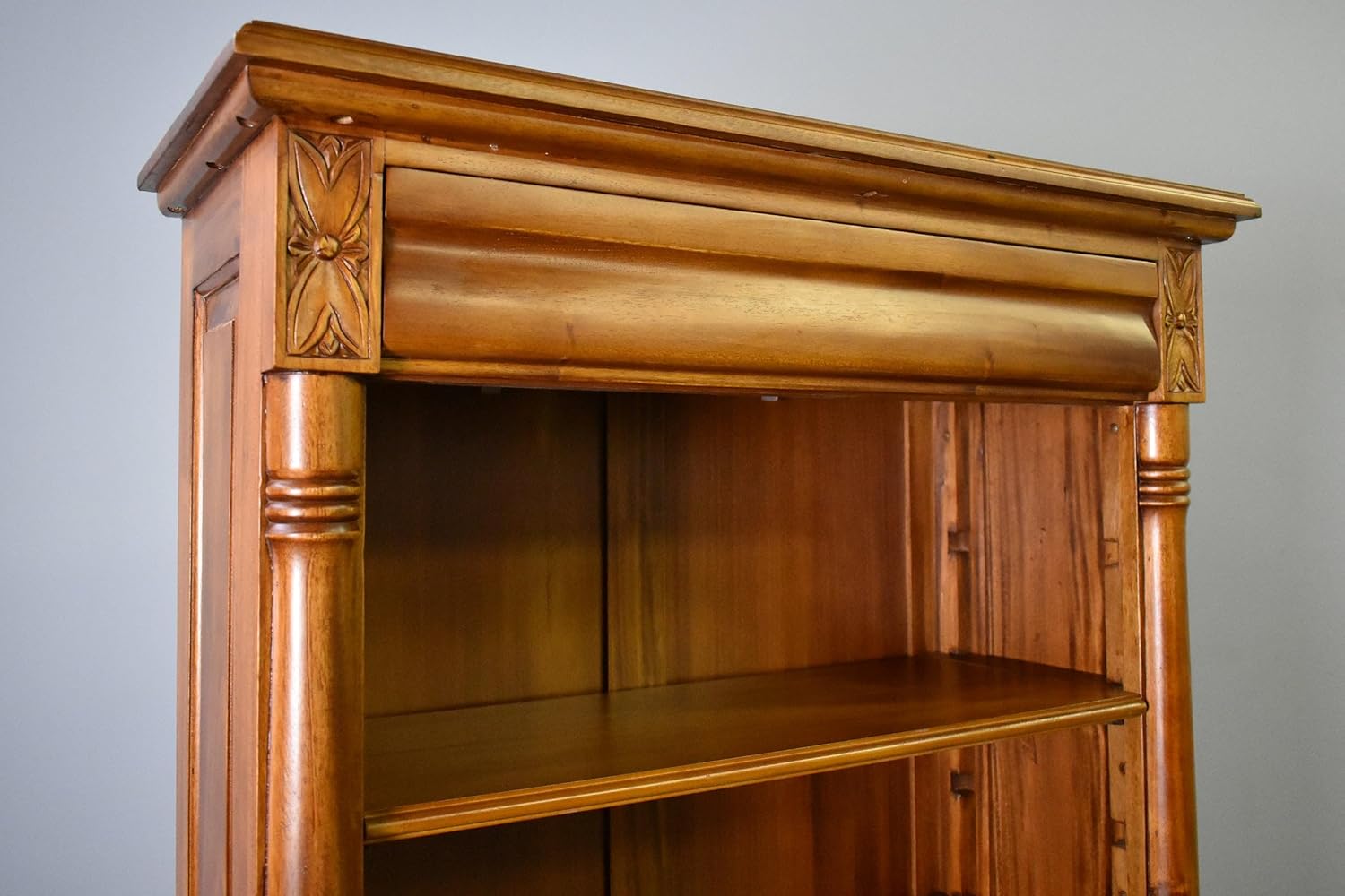 Crafters and Weavers Legacy Open Bookcase - Light Brown Walnut