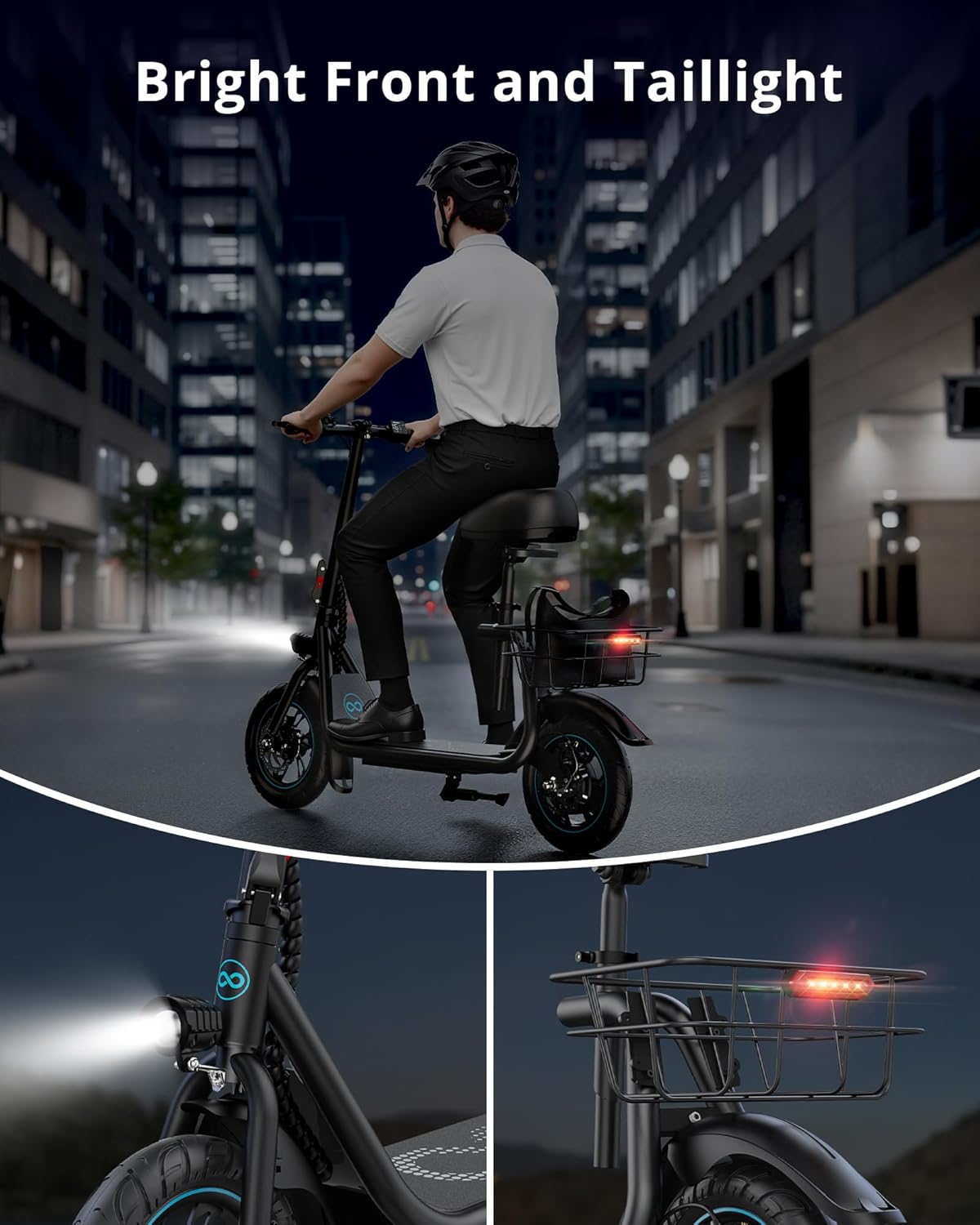 Gyroor Electric Scooter for Adults with Seat, 300W Motor, Upgraded Stable Battery, 20 Miles Range, Folding Commuter Scooter, Adjustable Comfort Seat, Bonus Lock & Phone Holder for Urban Travel, C1-N2Q