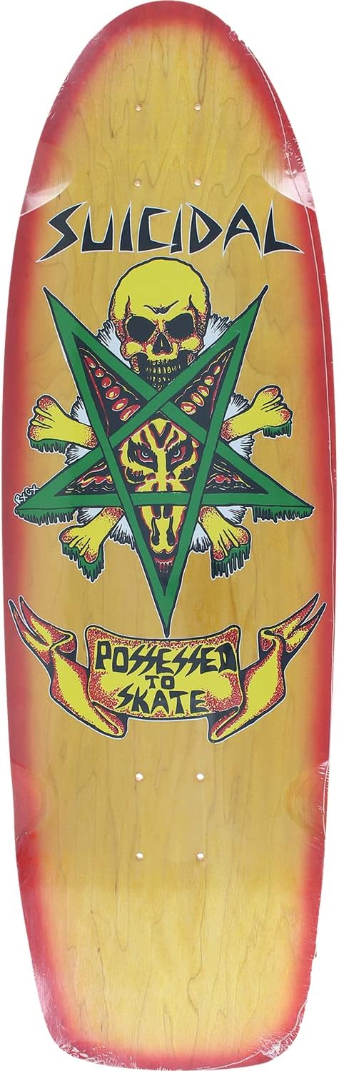 Suicidal Pts 70'S Skateboard Deck -10x30 Yellow/Red Fade - Assembled AS Complete Skateboards