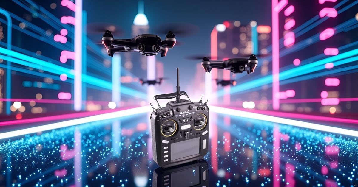 V16 ELRS FPV Drone Remote Controller Hall Gimbals Radio Transmitter, 16 Channels, 2.4G, Mode 2, for RC Drone (Black)