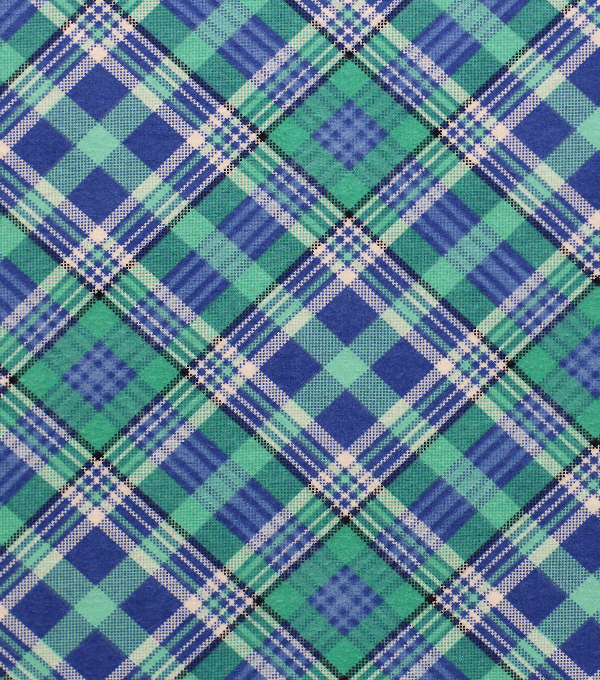 Blue Green Bias Plaid Super Snuggle Flannel Fabric