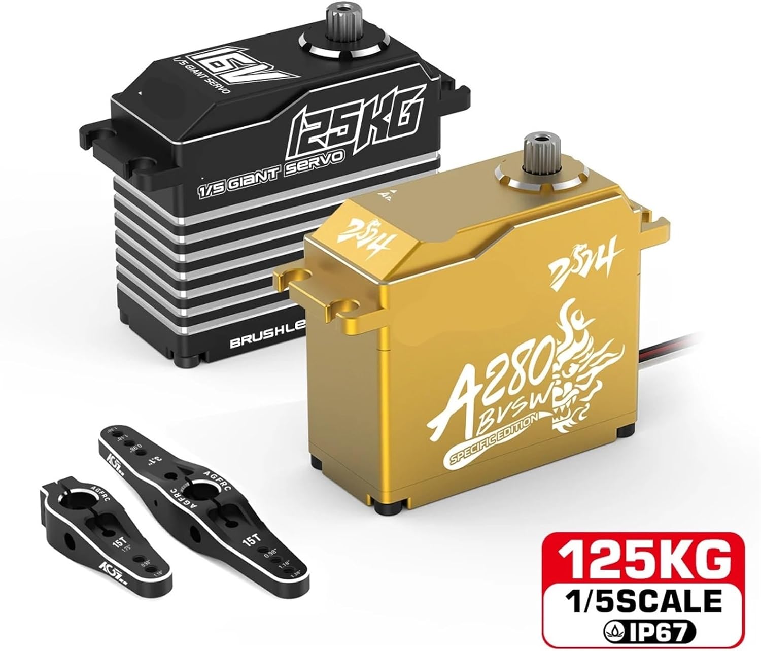 A280BVSW 125KG 16V Super Torque 3S/4S Brushless 1/5 Scale Giant RC Servo 1Pcs(A280BVSW Golden)